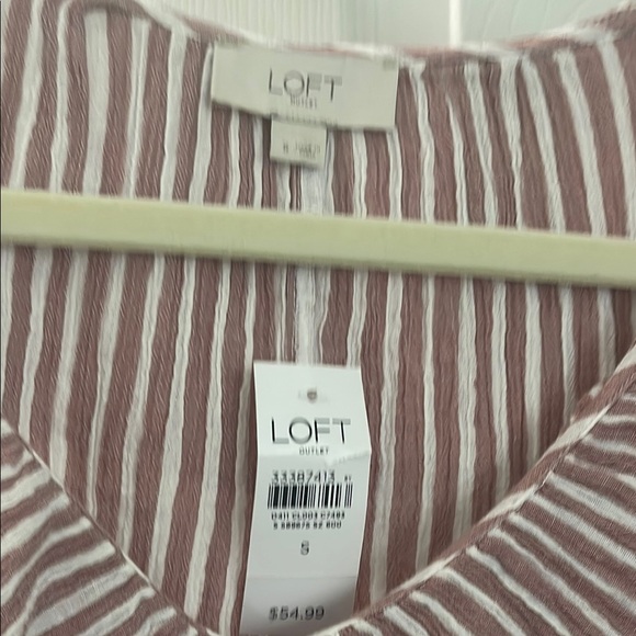 Loft Red Flutter Sleeve Blouse with Ruffled Bib Collar - Picture 2 of 5